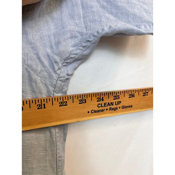 Brooks Brothers Mens Size Med Blue 100% Irish Linen Short Sleeve Button Up Shirt - Picture 4 of 6